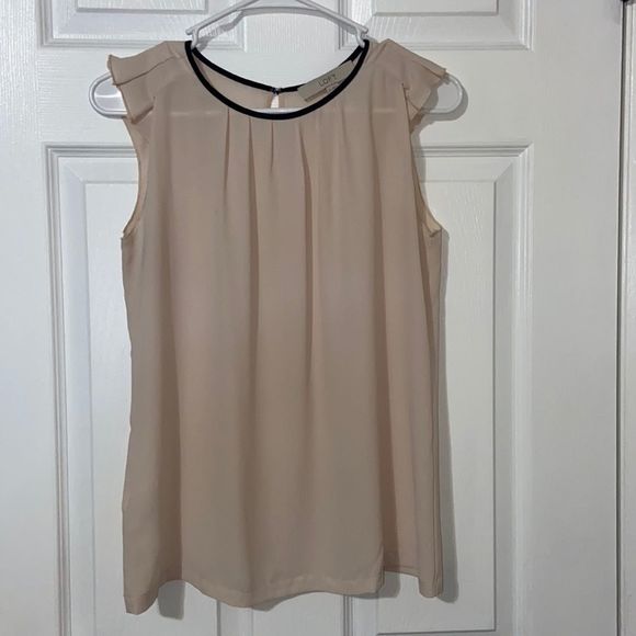 LOFT Tan Sheer Tank with Black Lining - Picture 1 of 5